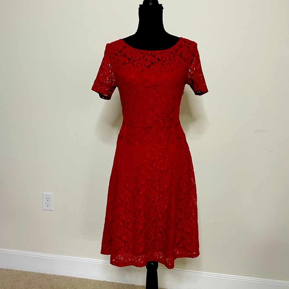 Laundry By Design Red Lace Knee Length Dress